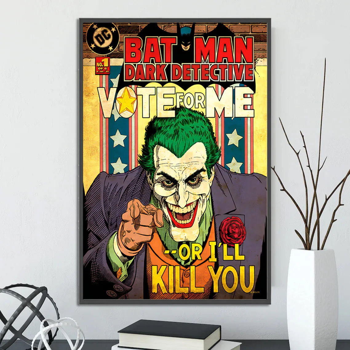 Batman Self-adhesive Poster Movie Wallpaper Figures Home Decoration Painting Wall Art DC Classic Covers Room Decor Kids Gift