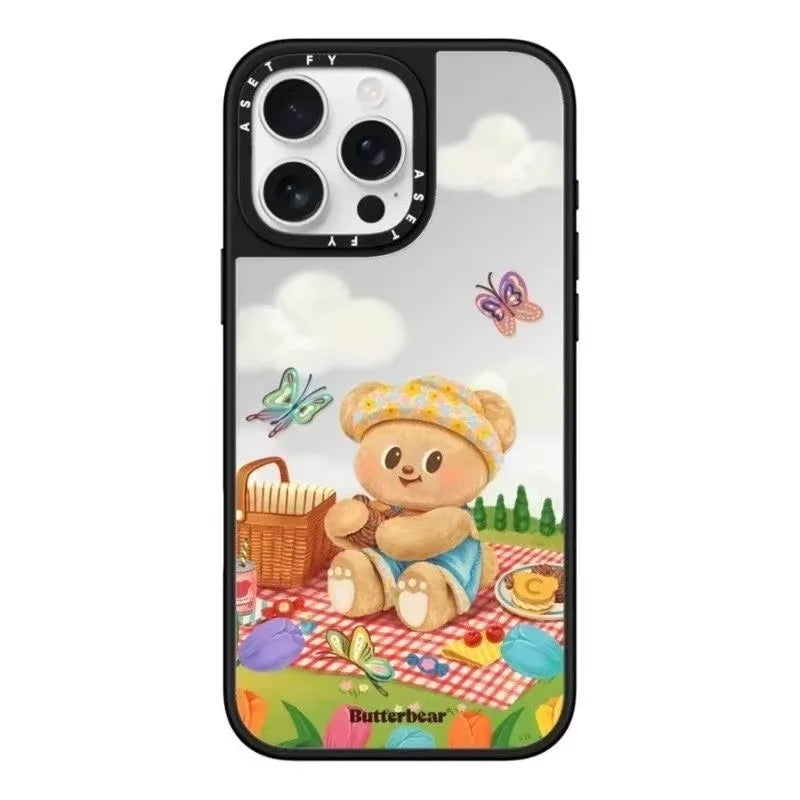 Magsafe Compatible Butter Bear Apple Mirror for iPhone 16 pro Max Case - Magnetic Attraction High-Quality Phone Cover