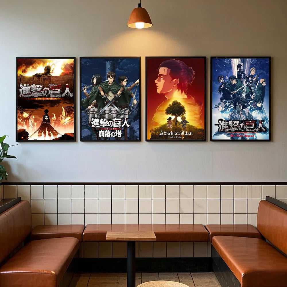 A-Attack on Titan Poster art sticky wall waterproof home living room bedroom bar aesthetic decoration