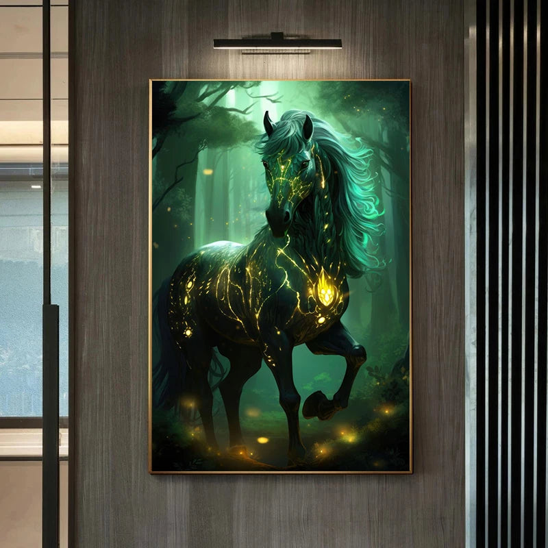 Fantasy Horses Poster Magic Natural Animals Fantasy Prints Canvas Painting Wall Art Pictures Home Living Room Modern Decoration