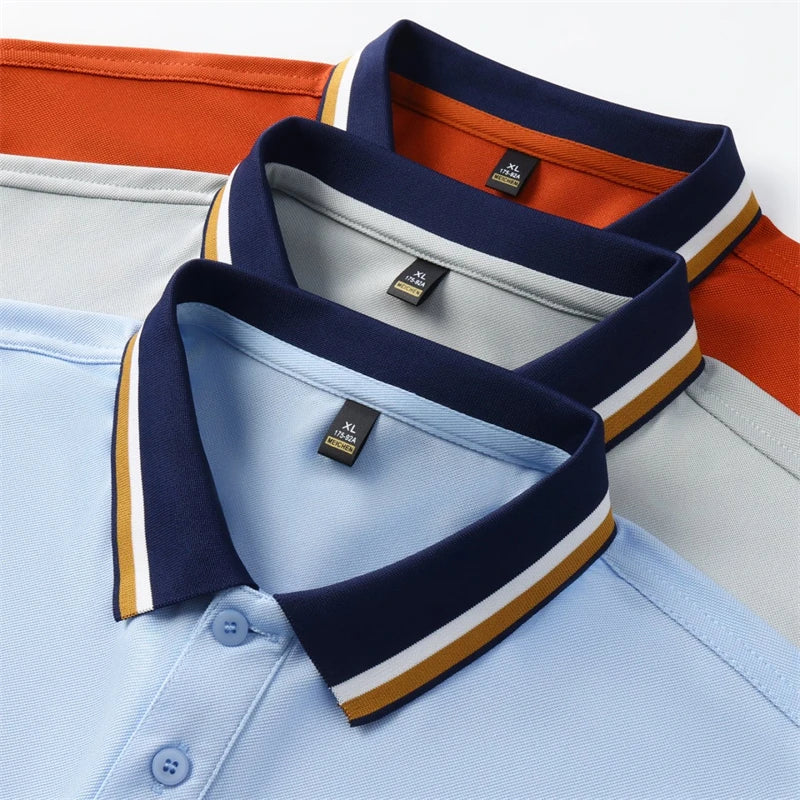 2025 New Men's Business Casual Short Sleeved Shirt Solid Color Polo Shirt Fashionable Breathable Comfortable Versatile Top