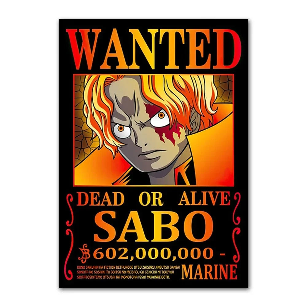 One Piece canvas Wanter Canvas Poster Anime Luffy Ace Chopper Zoro Wall Sticker office Home Sticker Paintings For Kids Gifts
