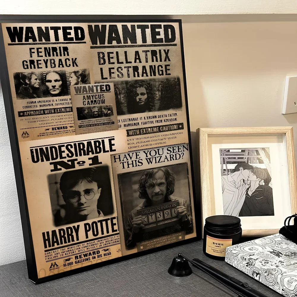 1pc Composite kraft paper H-harry P-potter Poster Self-adhesive Art Waterproof Paper Sticker Coffee House Bar Room Wall Decor