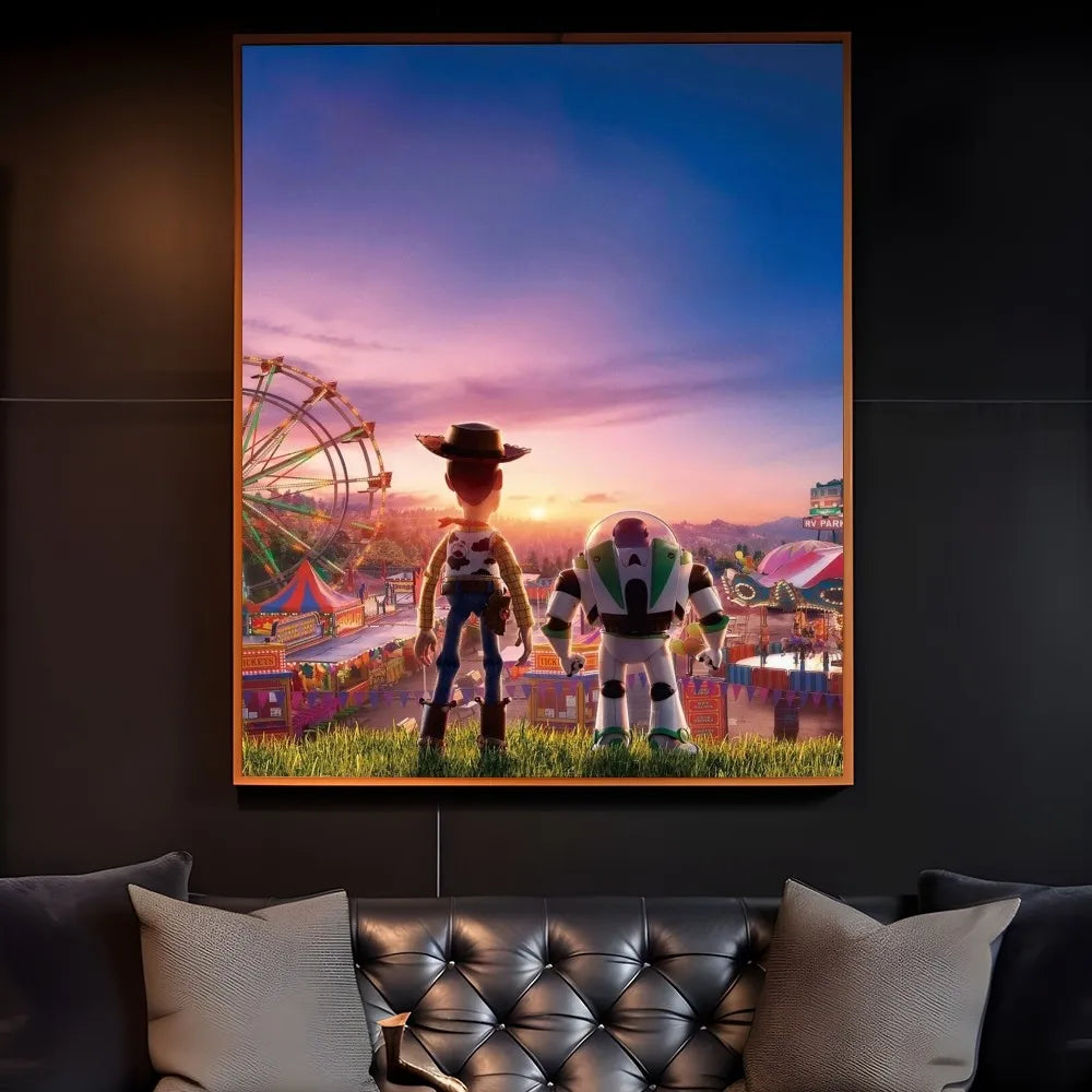 Animated Movies Toy Story Poster Sticky Wall Art Printing Waterproof Home Living Bed Room Bar Aesthetic Decor