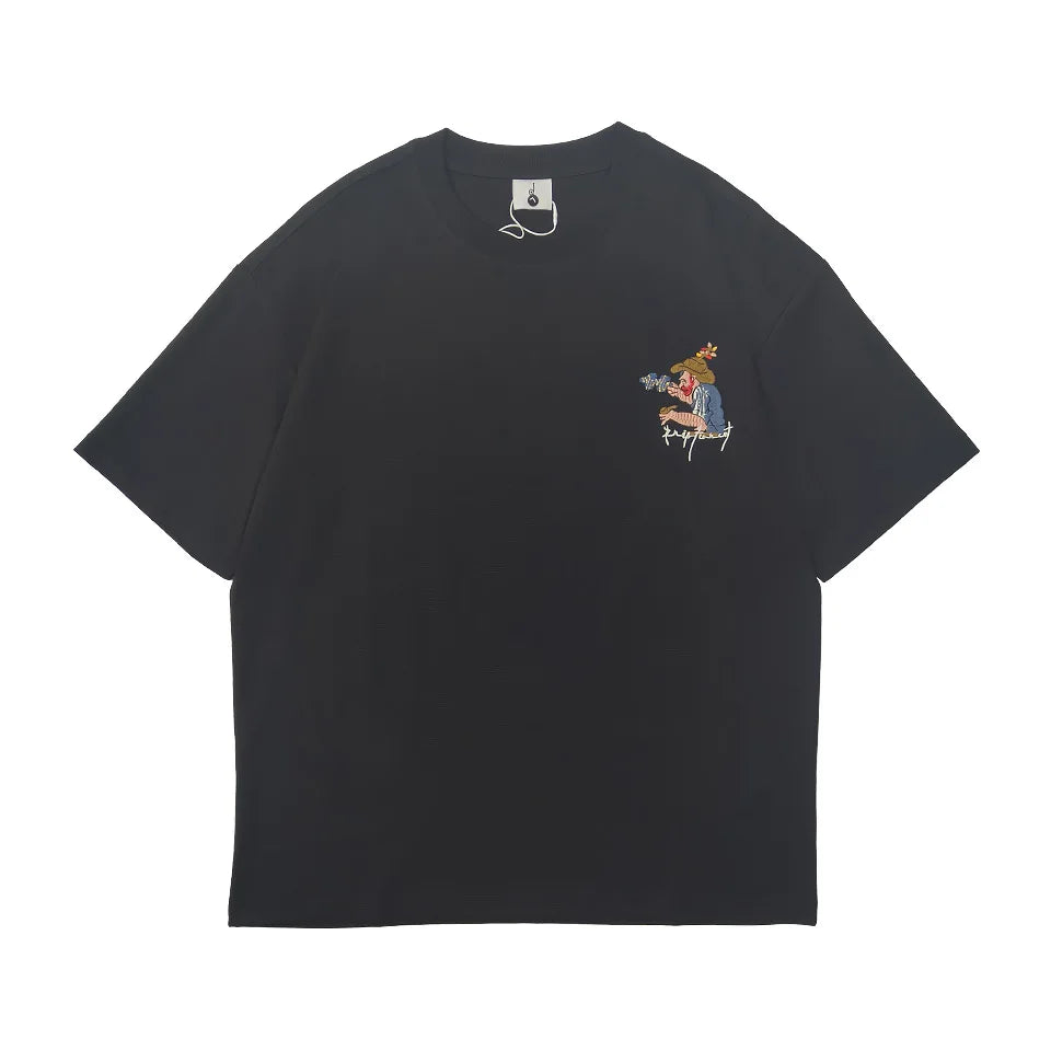 Embroidered short sleeved T-shirt Men's 2025 New Summer trend Jigsaw print loose Tee Casual versatile tops clothing