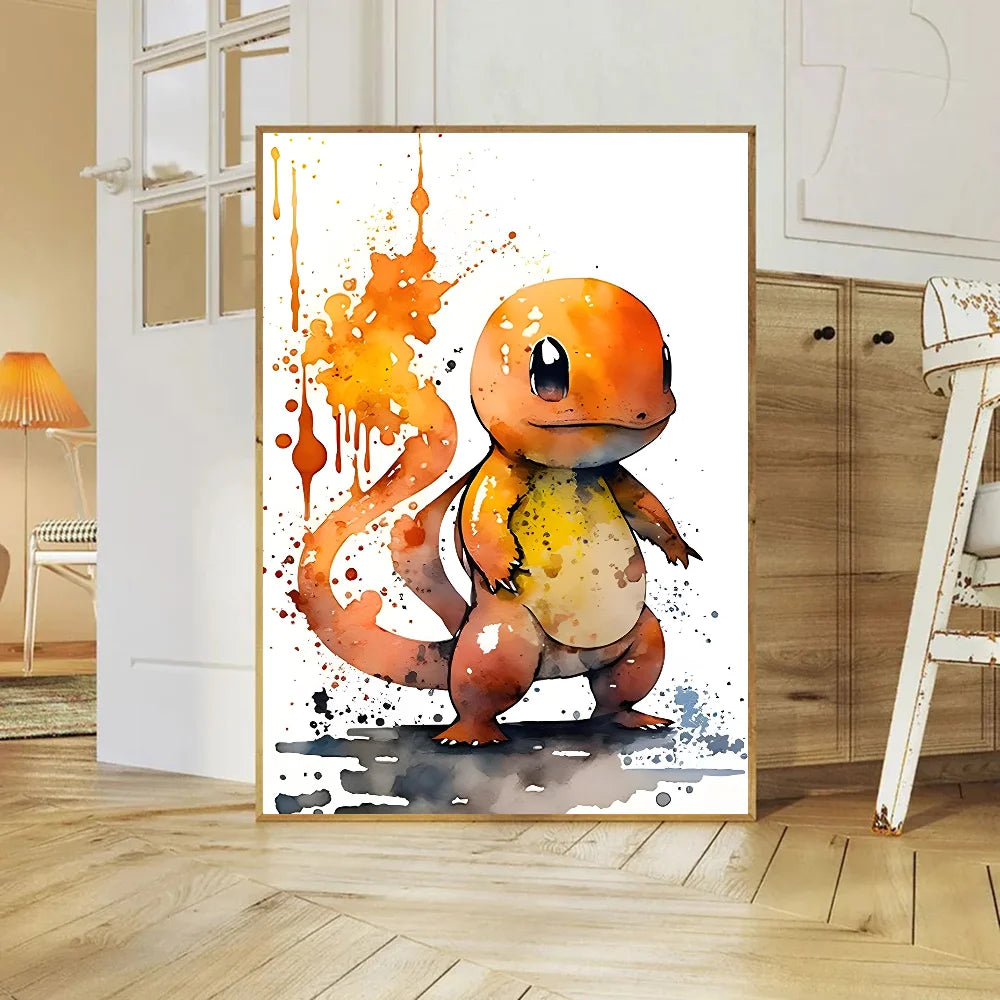 Miniso Anime P-Pokemon Poster Self-adhesive Art Waterproof Paper Sticker Coffee House Bar Room Wall Decor