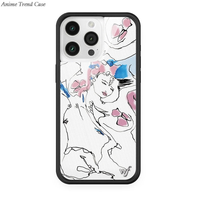 Wildflower 3D WF Metal Logo Phone Case for iPhone 16 15 14 13 12 Pro Max Plus 14pro 16pro Animal Butterfly Horse Fox Cover Funda