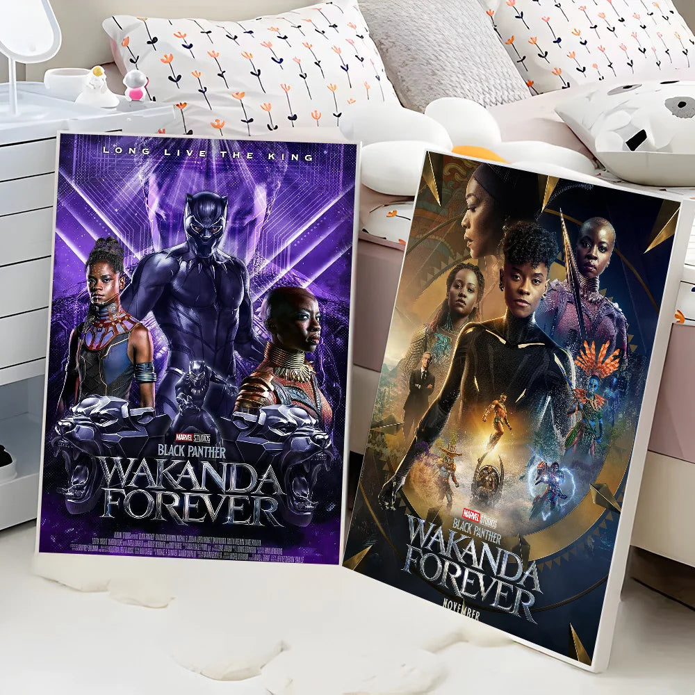 S-Superhero W-Wakanda Forever Poster Self-adhesive Art Waterproof Paper Sticker Coffee House Bar Room Wall Decor