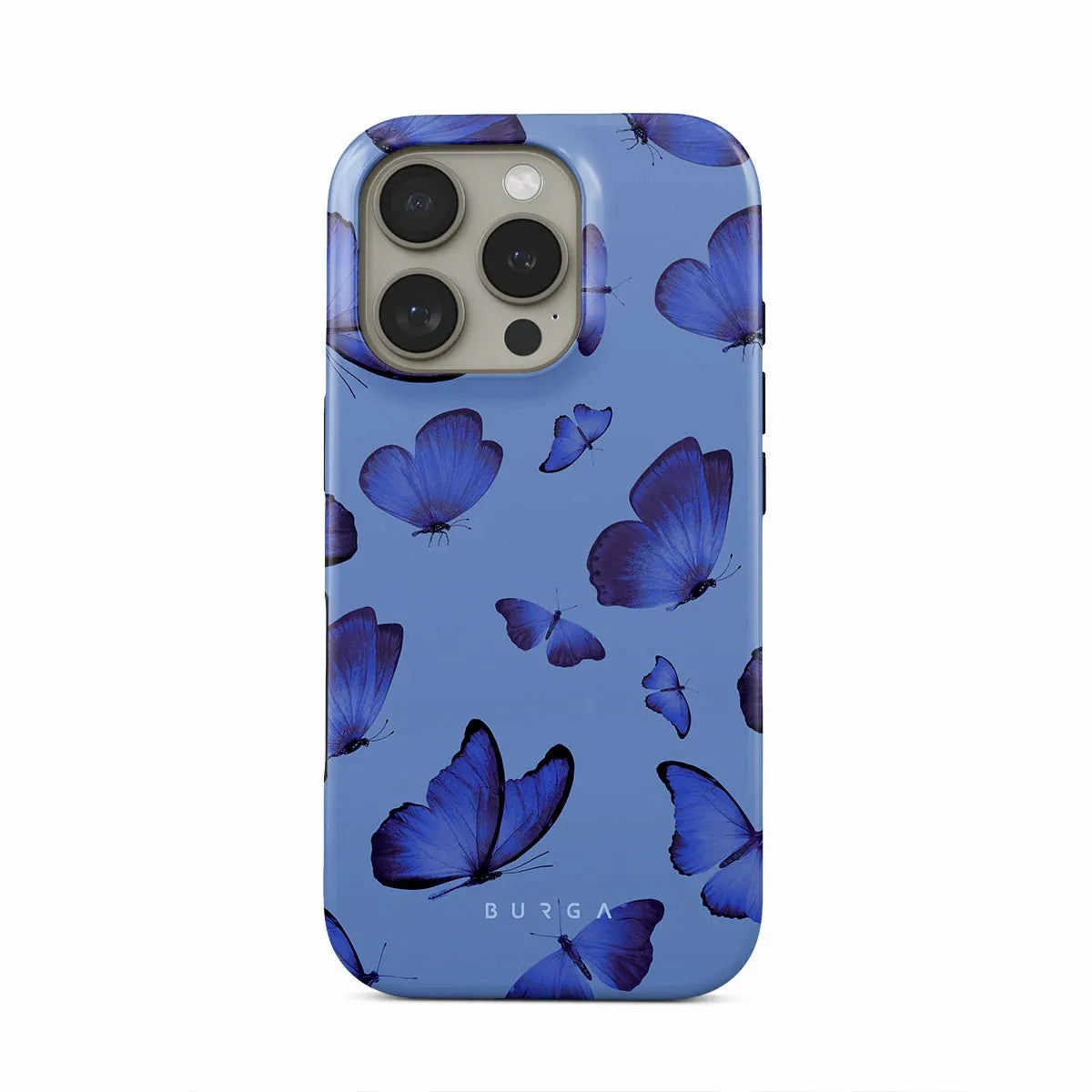 blue Butterfly BURGA Phone Case for iPhone 16 15 14 13 12 11 X XS XR XSMAX 7 8 Pro Max Plus Luxury Double-layer Back Cover