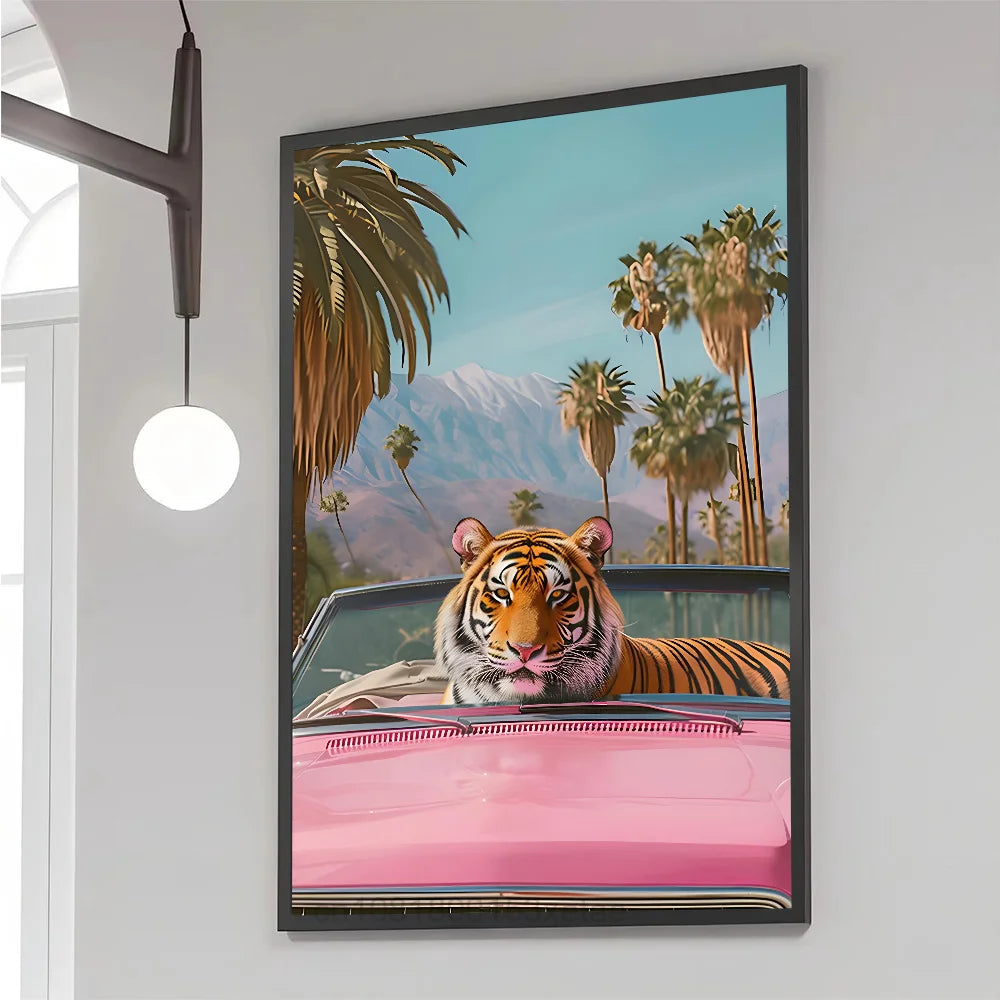 Colorful Bathtub Animal Tiger Zebra Black Cat Aesthetic Poster Paper Print Home Bedroom Entrance Cafe Art Painting Decoration