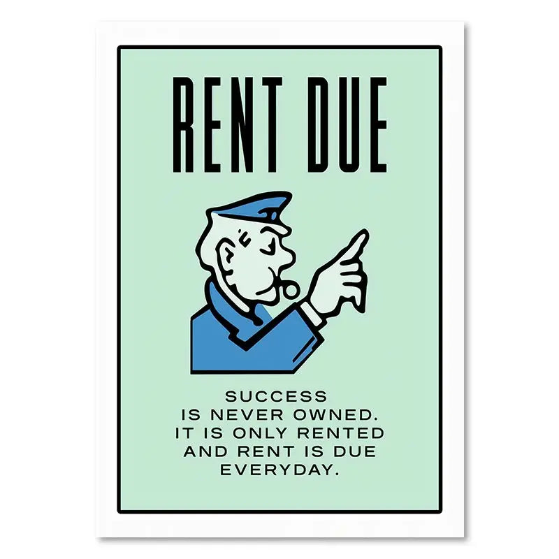Monopoly Millionaire Dollar Money Poster Cartoon Figure Motivational Quote Canvas Painting Room Wall Art Picture For Home Decor