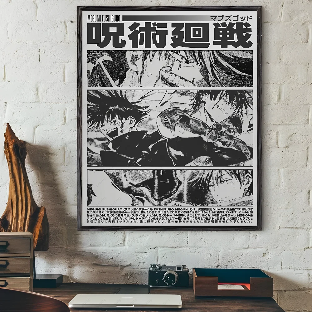 J-JujutsuES Japan Anime K-KaisenES Poster Sticky Wall Art Printing Waterproof Home Living Bed Room Bar Hallway Aesthetic Decor