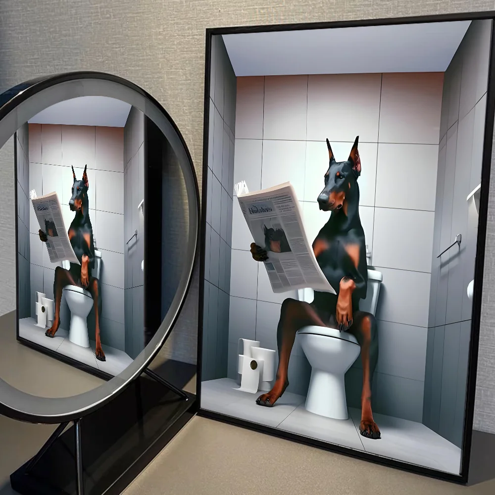 Modern Fashion Black Doberman Dog Whitepaper Poster HD Quality Poster Wall Art Painting Study Room Wall Decor