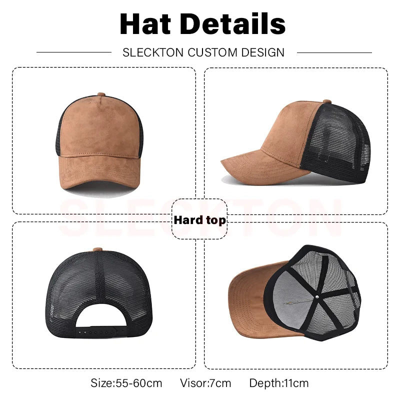 SLECKTON Custom Logo High-quality Suede Mesh Baseball Hat Letter Embroidery Brand Design Outdoor Sport Cap Wholesale Fashion