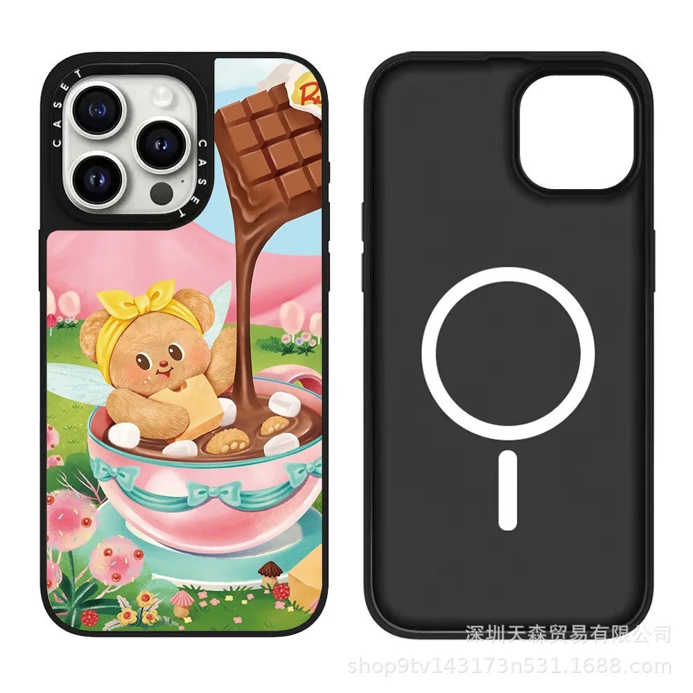 For CASETi's new butter teddy bear iPhone 16 Promax glossy Apple phone case 15/14/13 cute cartoon bear