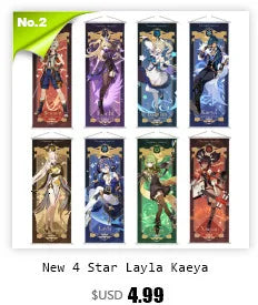 Genshin Impact Scroll Canvas Painting Raiden Shogun Ganyu Zhongli Home Decor Wall Hanging Anime Poster Wall Art Room Decoration