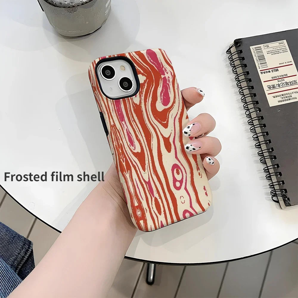 Wave Pattern Suitable for iPhone 16 Double-layer 2-in-1 Phone Case 15promax Frosted 14pro Anti Drop 13 12 Xs Xr Protective Cover