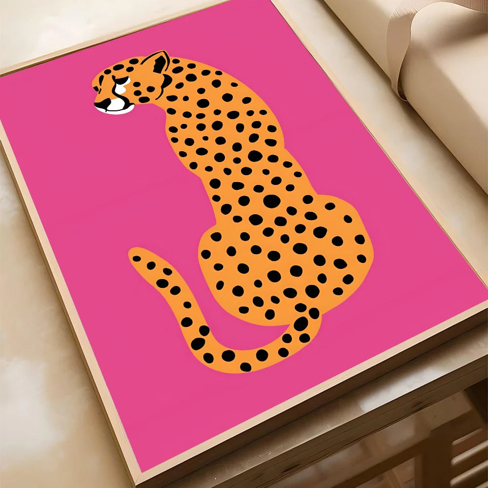 Wild Leopard Tiger Vase Flower Poster Poster Paper Print Home Living Room Bedroom Entrance Bar Cafe Art Painting Decoration