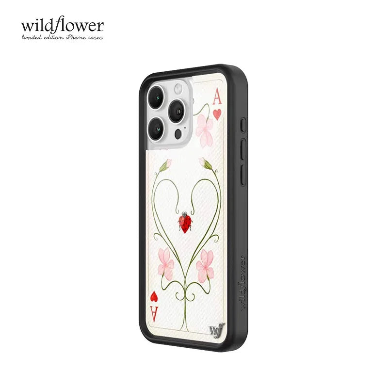 Wildflower Lila Moss Dreamy Hearts Flower Wildflower Phone Case For iPhone 12 13 14 15 16 Pro Max WF 3D Love Heart Poker A Case