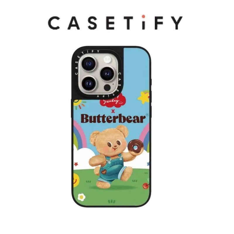 For CASETi's new butter teddy bear iPhone 16 Promax glossy Apple phone case 15/14/13 cute cartoon bear