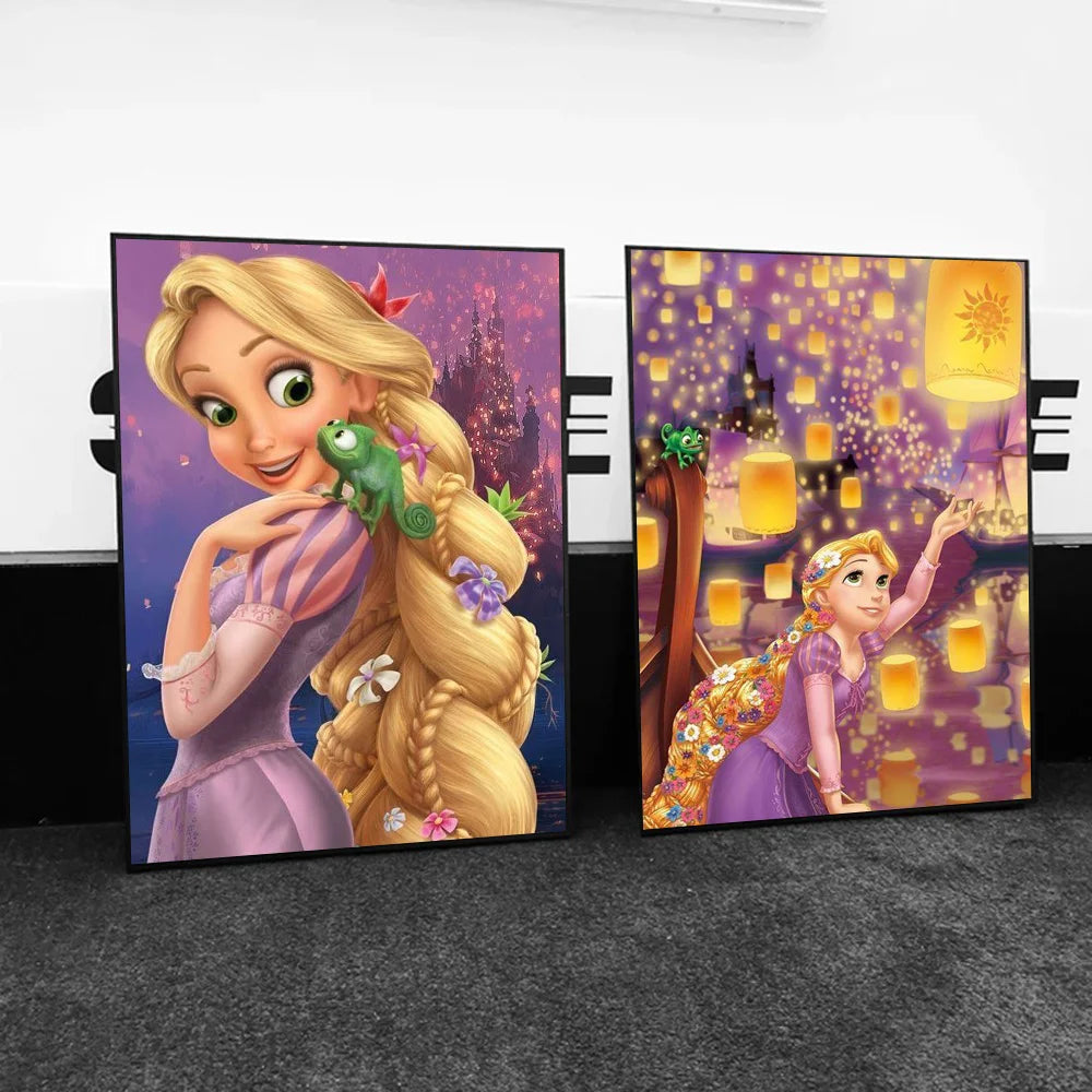 D-disney Princess R-Rapunzel Poster Self-adhesive Art Waterproof Paper Sticker Coffee House Bar Room Wall Decor