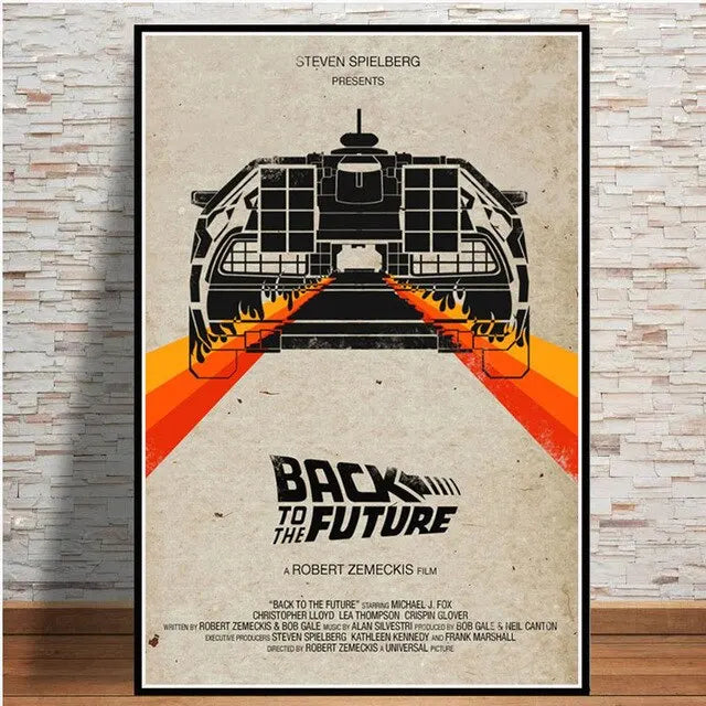 Back To The Future Car Canvas Art Print Retro Movie Wall Decor for Living Room Home Decor Poster
