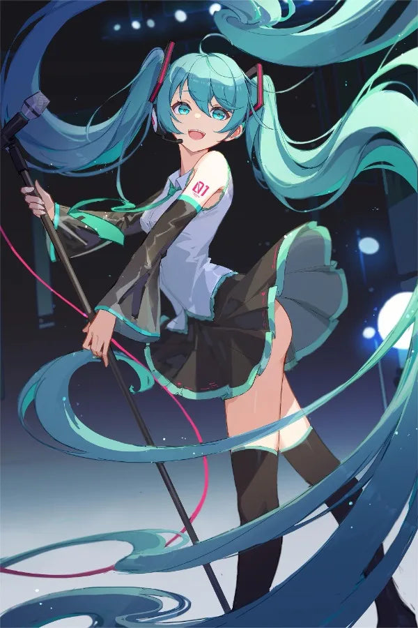 H-Hatsune Anime Miku-Poster Cartoon beautiful girl Anime Canvas Print Poster Poster Wall Art Decoration For Home Room Decoration