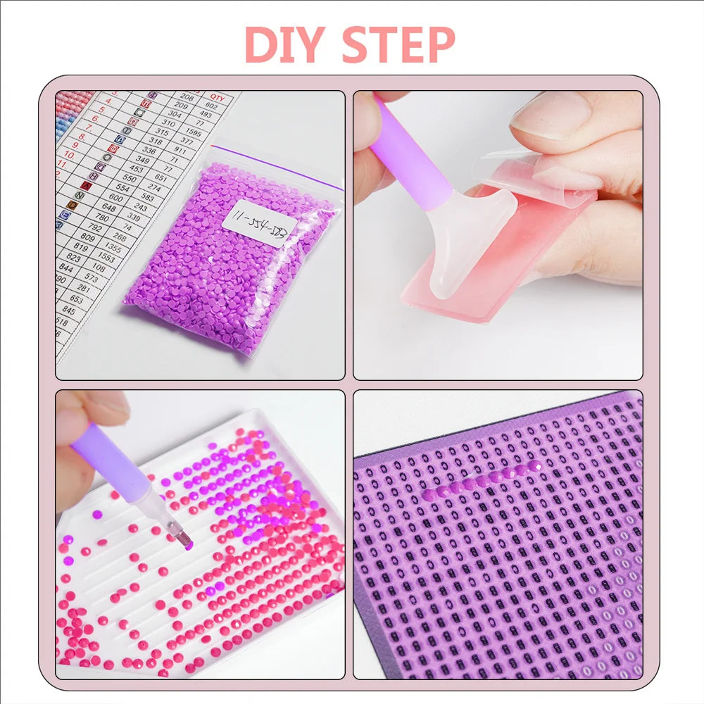 Huacan Diy Diamond Mosaic Cat Full Diamond Painting Animal Handmade Home Decoration Rhinestone Pictures Craft Kit