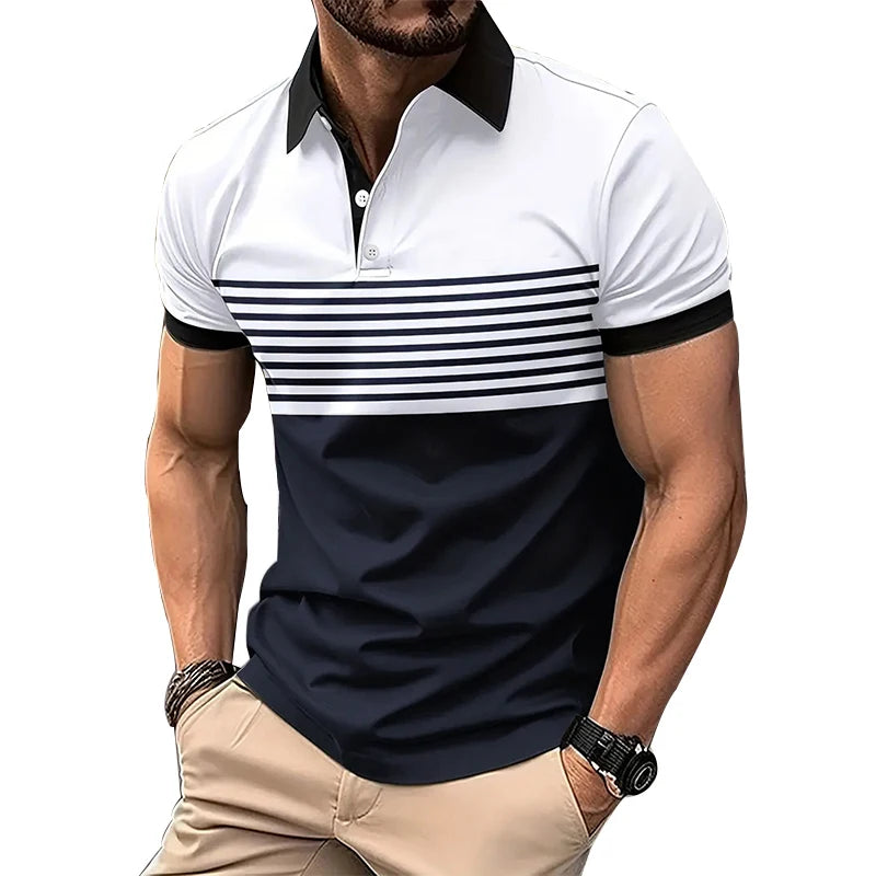Summer Men's Fashion Item Short Sleeved Regular Edition Button Up Collar Polo Shirt Men's Business Top