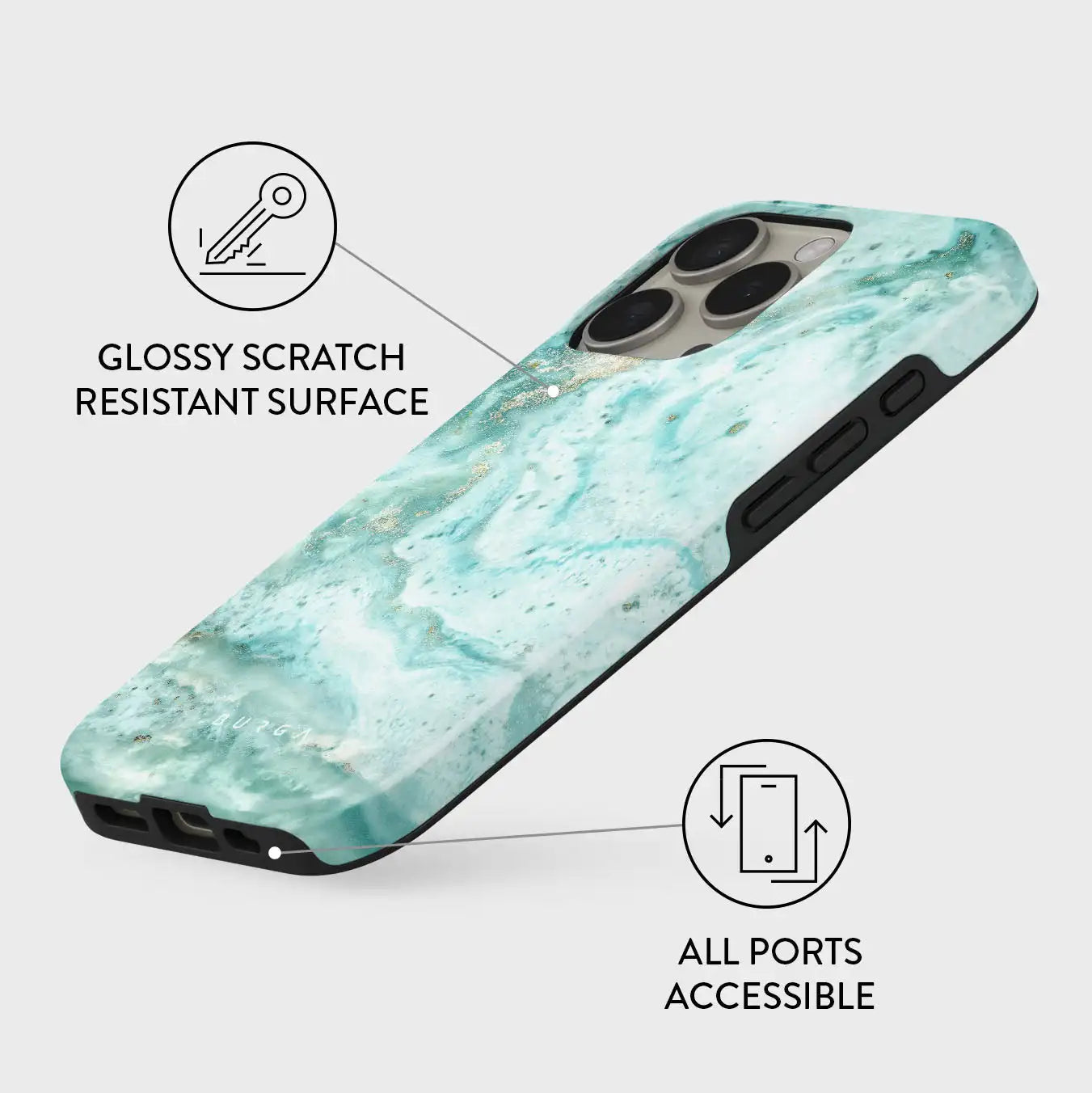 Uluwatu Waves BURGA Phone Case for iPhone 16 15 14 13 12 11 X XS XR XSMAX 7 8 Pro Max Plus Luxury Double-layer Back Cover