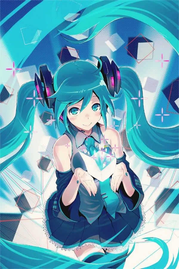 H-Hatsune Anime Miku-Poster Cartoon beautiful girl Anime Canvas Print Poster Poster Wall Art Decoration For Home Room Decoration