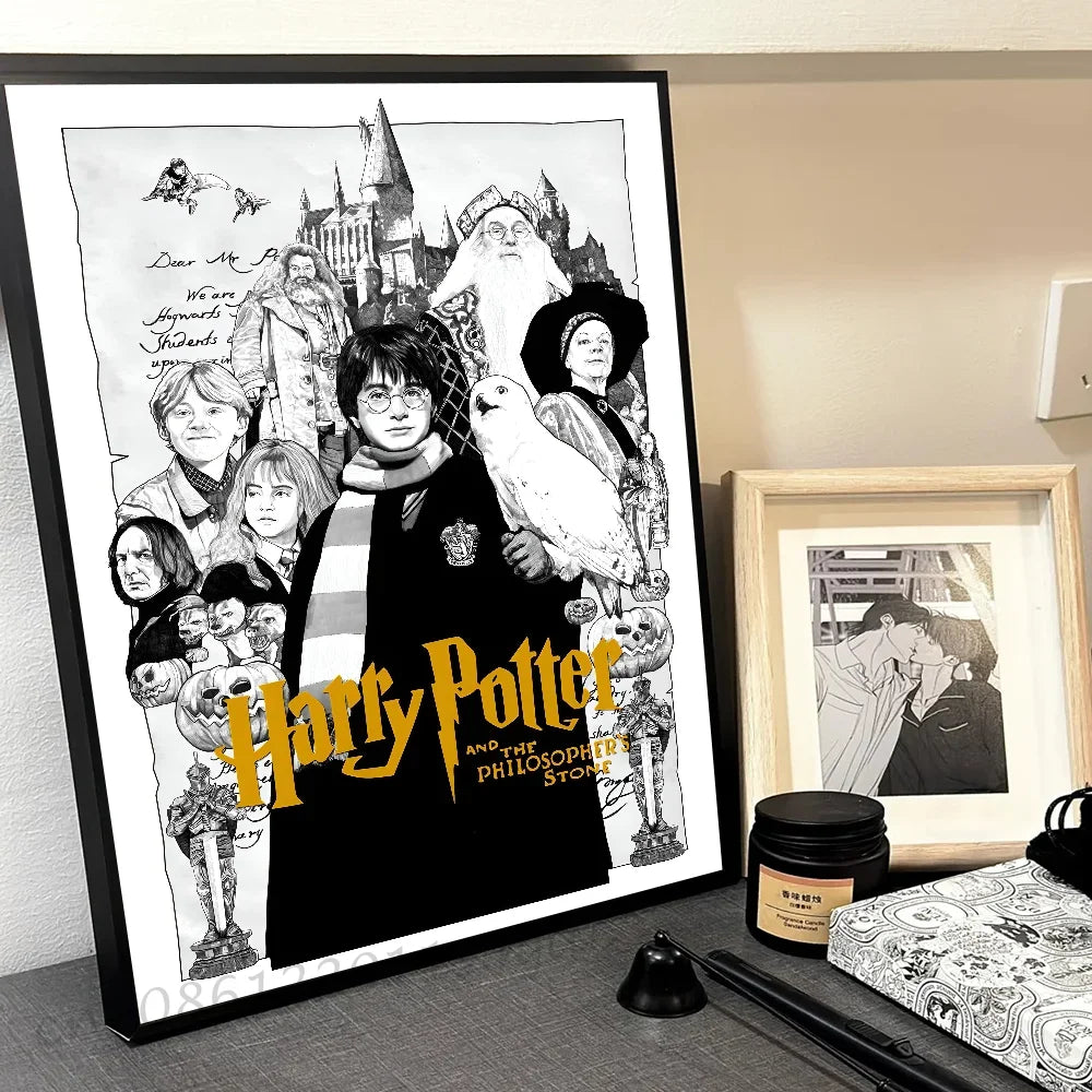 1pc Composite kraft paper H-harry P-potter Poster Self-adhesive Art Waterproof Paper Sticker Coffee House Bar Room Wall Decor
