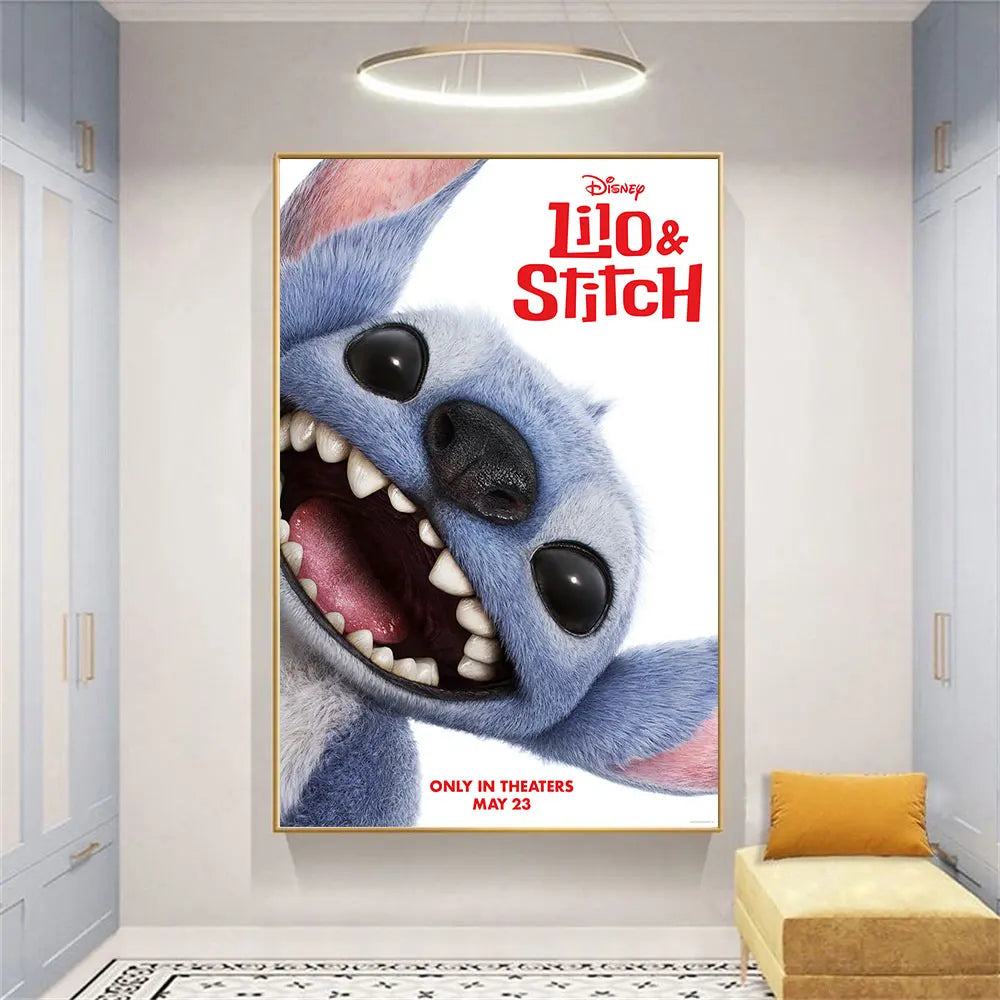 MINISO 2025 New Disney Stitch Movie Poster Lilo & Stitch Wall Decor Canvas Painting Print Art Home Decor Living Room Bedroom