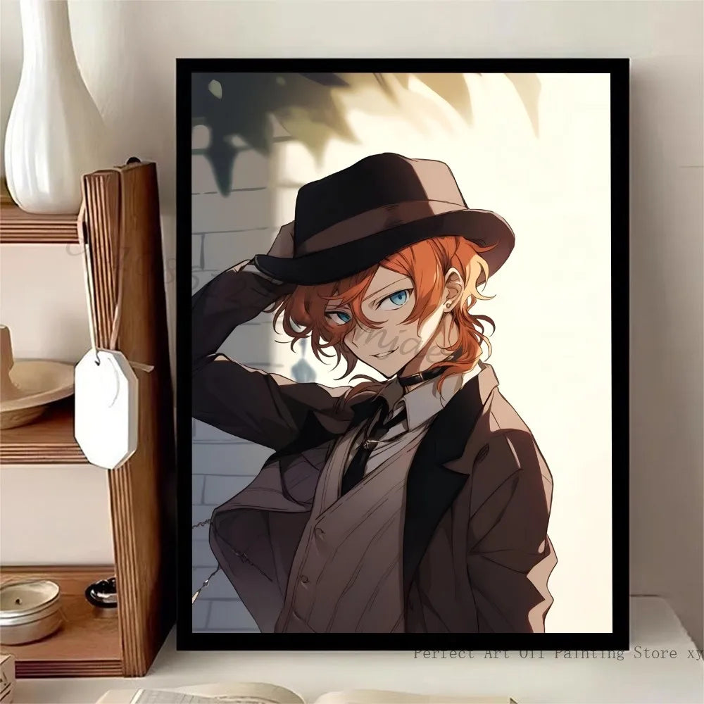 1pc Bungo Stray Dogs Dazai Chuuya Anime Poster Stickers Art Wall Murals Decor Game Room Decor Gifts Kawaii HD Painting Cat Cars