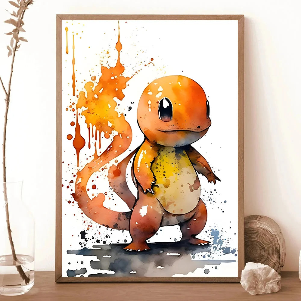 Miniso Anime P-Pokemon Poster Self-adhesive Art Waterproof Paper Sticker Coffee House Bar Room Wall Decor