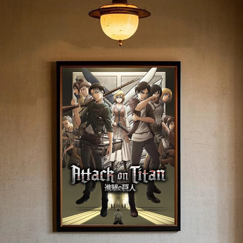A-Attack on Titan Poster art sticky wall waterproof home living room bedroom bar aesthetic decoration