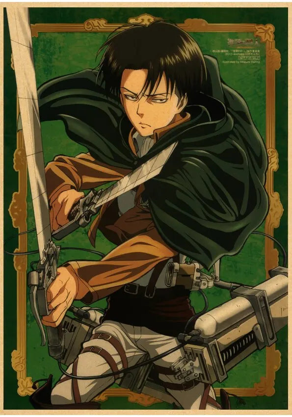 High Quality Vintage Japanese Anime Attack on Titan Retro Poster Shingeki No Kyojin Kraft Paper Art Print Wall Sticker for Home