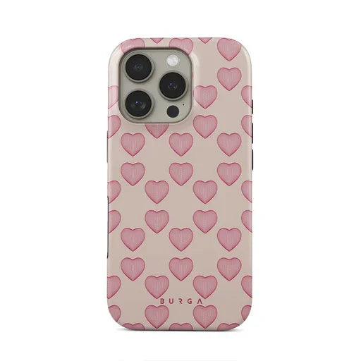 Simple Pink Love BURGA Phone Case for iPhone 16 15 14 13 12 11 X XS XR XSMAX 7 8 Pro Max Plus Luxury Double-layer Back Cover
