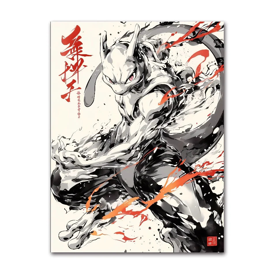 Anime Figures Pokemon Ink Painting Painting Canvas Painting Posters and Prints Wall Art Picture for Living Room Children Gift