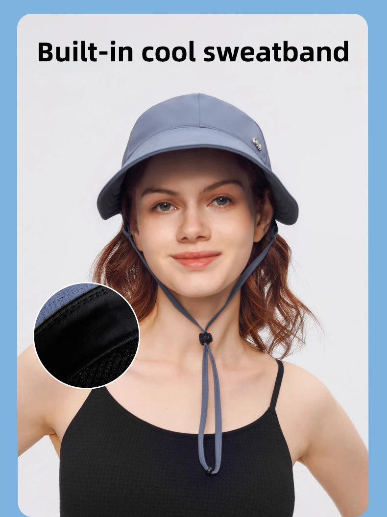 OhSunny Women Baseball Cap 2024 New Fashion Spring Summer Adjustable Sun Visor Anti-UV UPF1000+ Hats with Face Protective Scarf