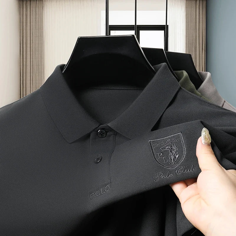 2024 Men's New Embroidered Cotton Business Leisure Short Sleeved POLO Shirt Fashion Short Sleeved Comfortable and Breathable Top