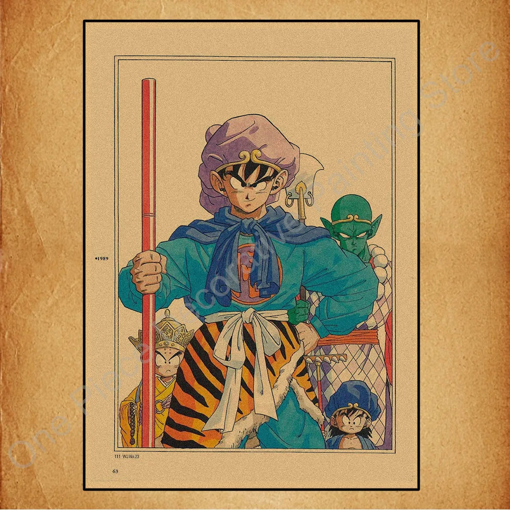 Bandai Classic Anime Retro Dragon Ball HD Poster Goku Gohan Vegeta Piccolo Friza Canvas Painting Print Wall Art Children Gift