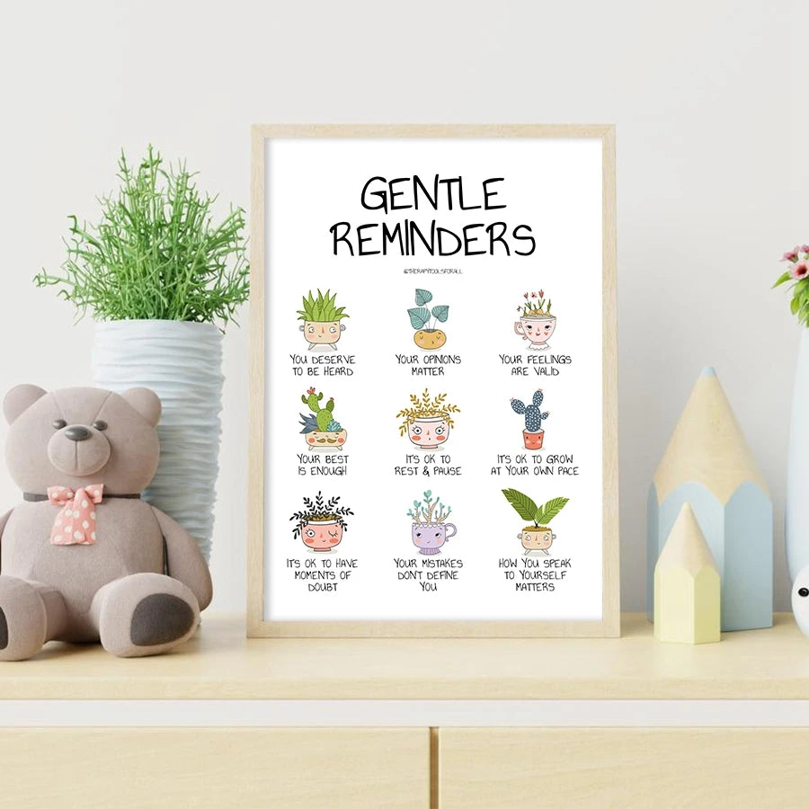 Kids Positive Affirmation Art Prints Mindfulness Poster Self Confidence Quotes Canvas Painting Wall Art Pictures Classroom Decor