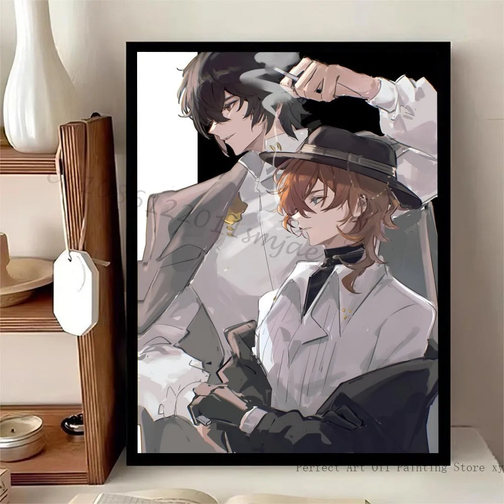 1pc Bungo Stray Dogs Dazai Chuuya Anime Poster Stickers Art Wall Murals Decor Game Room Decor Gifts Kawaii HD Painting Cat Cars