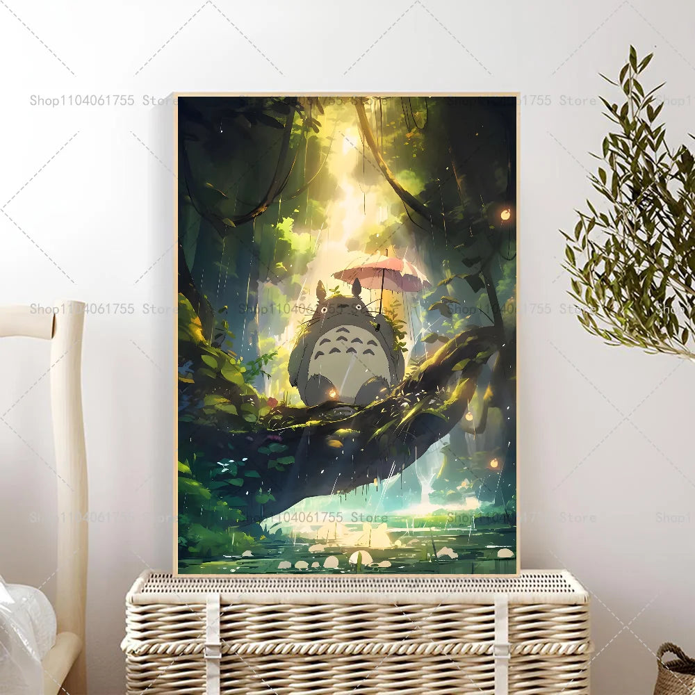 1PC Anime M-My N-Neighbor T-Totor Poster Self-adhesive Art Waterproof Paper Sticker Coffee House Bar Room Wall Decor