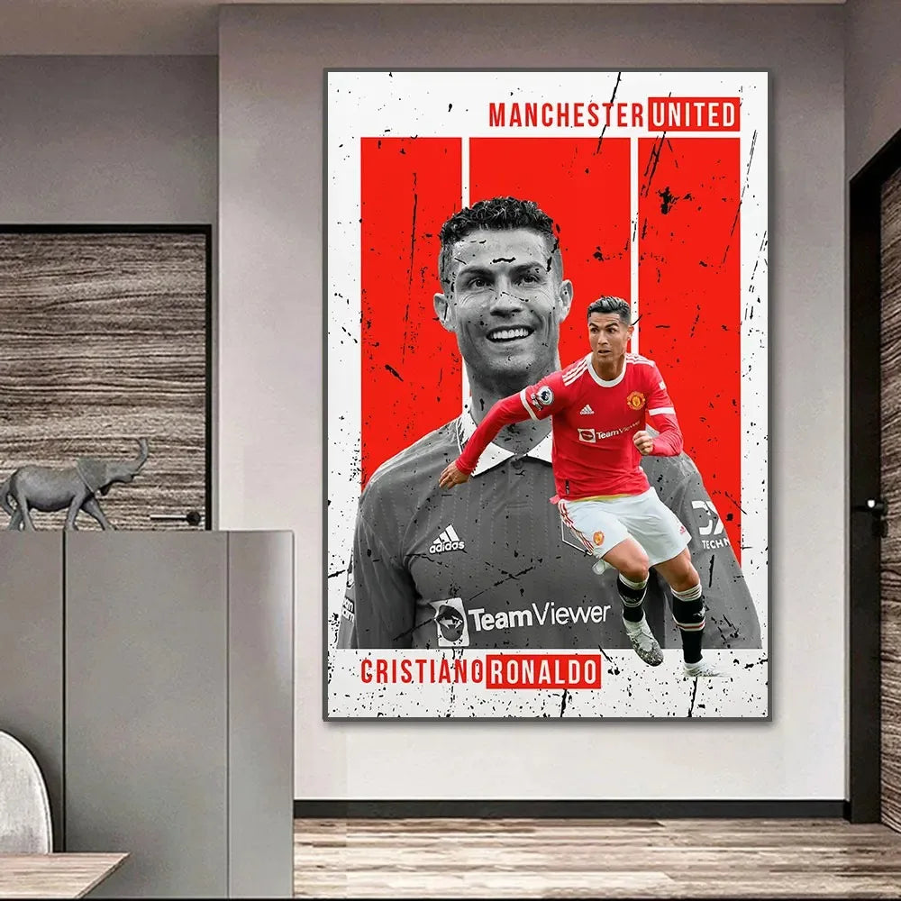 Portugal Super Football Star C-CR7 Poster Prints Motivational Quotes Canvas Painting Soccer Fans Room Decor No Frame