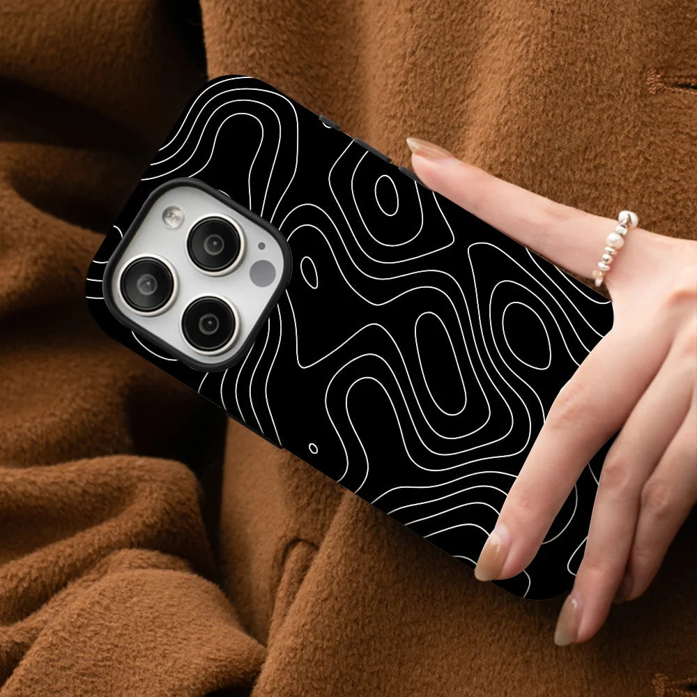 Black and white lines Phone Case Phone Case Film shell For iPhone 16 15 14 13 12 11 Pro Max Plus