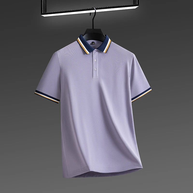 2025 New Men's Business Casual Short Sleeved Shirt Solid Color Polo Shirt Fashionable Breathable Comfortable Versatile Top