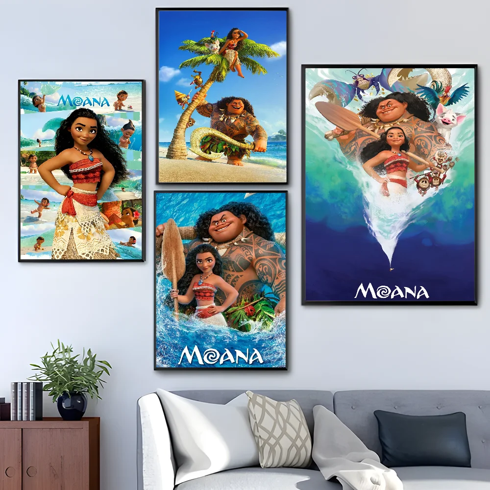 Cartoon Movie M-Moana Anime Posters Sticky Whitepaper Prints Posters Artwork Kawaii Room Decor