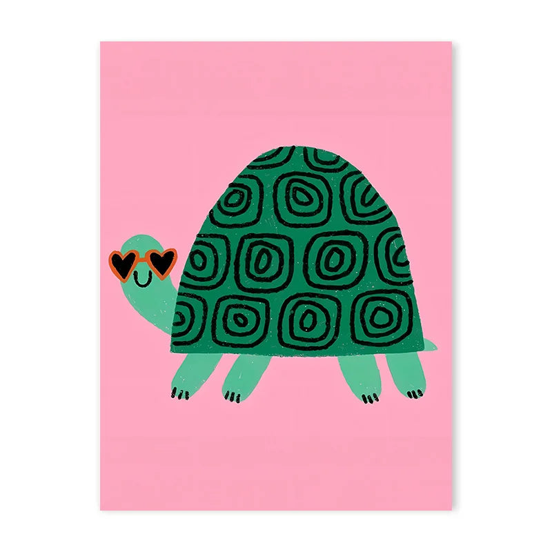 Cute Cartoon Colorful Animal Poster Children's Room Field Nursery Kindergarten Decoration Canvas Home Wall Art
